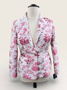 Doncaster Collection Pink Floral Shimmer Jacket, Size 12